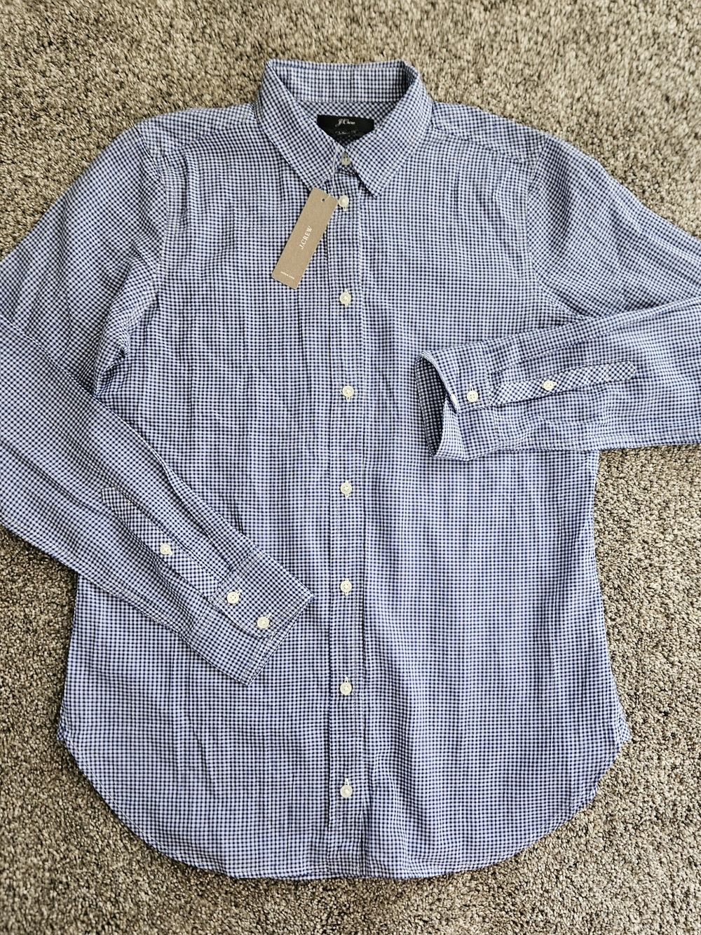 J.Crew Blue White Gingham Classic Button Down Collared Shirt 2